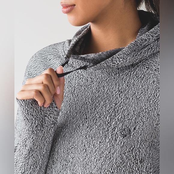 Lululemon Ready To Rulu Hoodie in Luon Spray Jacquard White Black Size 8 - Picture 7 of 16